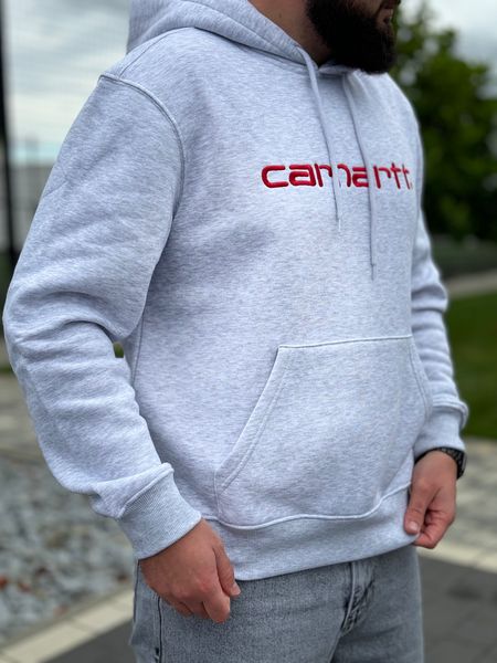 Мужское худи серое, толстовка Carhartt Мужское худи hoodie Carhartt худи светлое кархарт Carhartt S-XL + шапка 2368552381 фото