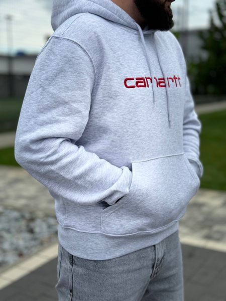 Мужское худи серое, толстовка Carhartt Мужское худи hoodie Carhartt худи светлое кархарт Carhartt S-XL + шапка 2368552381 фото