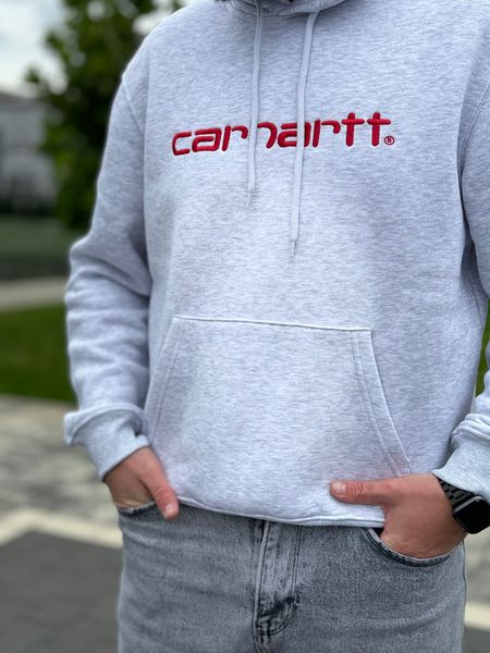 Мужское худи серое, толстовка Carhartt Мужское худи hoodie Carhartt худи светлое кархарт Carhartt S-XL + шапка 2368552381 фото