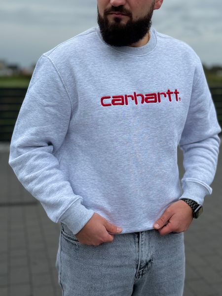 Чоловіча кофта сіра, толстовка Carhartt Світшот чоловічий Carhartt світшот світлий Джемпер кархарт Carhartt S-XL 2368580341 фото