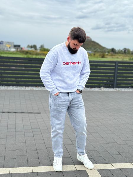 Мужская кофта серая, толстовка Carhartt Мужской свитшот Carhartt свитшот светлый Джемпер кархарт Carhartt S-XL 2368580341 фото