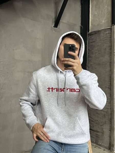 Чоловіче худі сіре, толстовка Carhartt Чоловіча худі hoodie Carhartt худі світле кархарт Carhartt S-XL + шапка 2368655129 фото